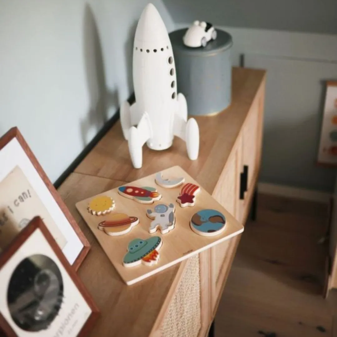 Mushie Houten Inlegpuzzel Space - 8 Stuks