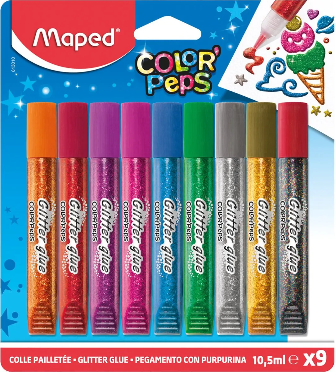 Maped Glitterlijm - 9 Kleuren 10.5ml