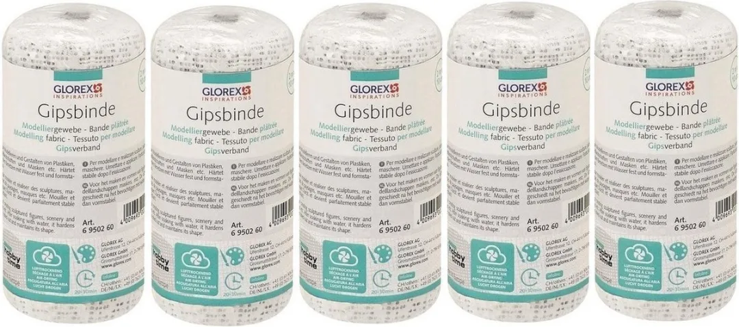 Glorex Hobby Keratex Gipsverband 5x 2m x 10cm - Wit