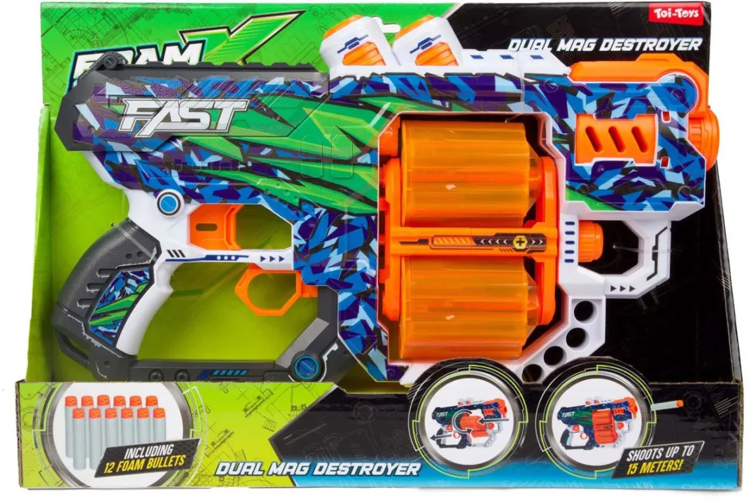 Toi-Toys Foam Strikex Pistool Dual Mag Destroyer 32089A - Multicolor