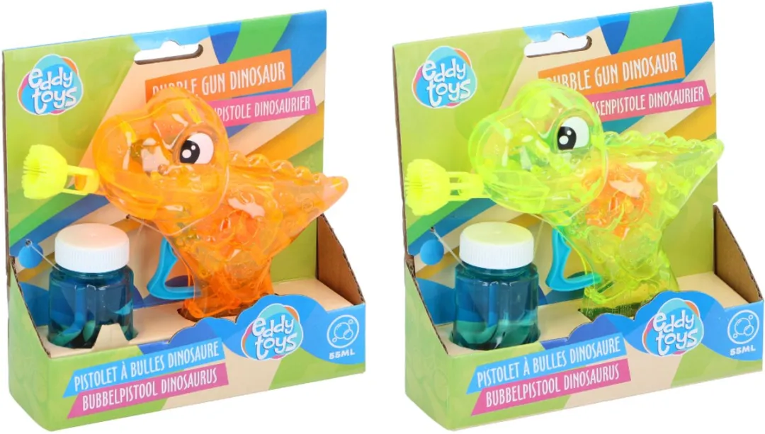 Eddy Toys Bellenblaas Pistool Dinosaurus - 55ml Vloeistof - 1 Kleur