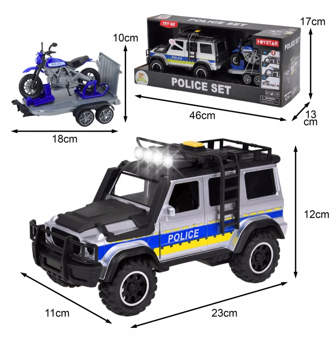 TOYSTAR Politie SUV met Motor op Aanhanger - Licht & Geluid