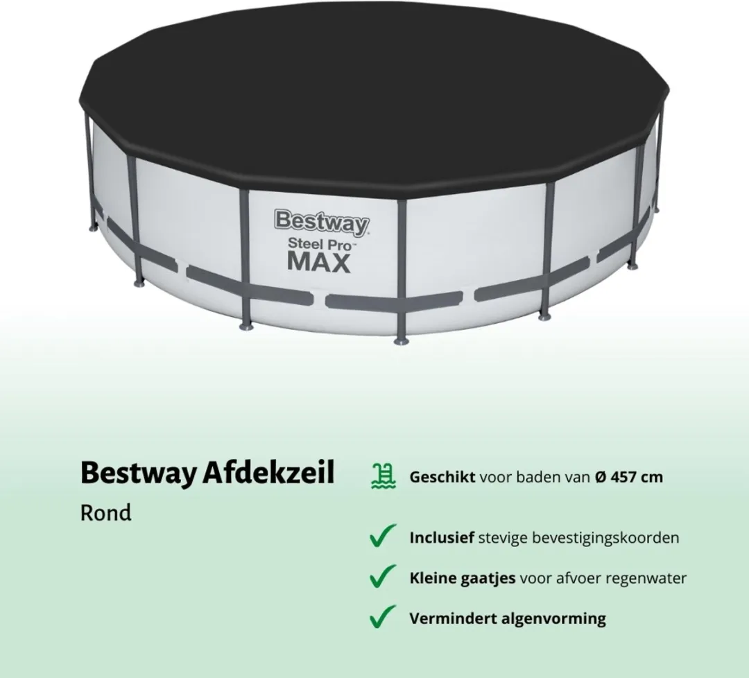 Bestway Rond Opblaasbaar Fast Set Zwembad - Paradijsprint - 457 x 84 cm - Inclusief Pomp Afdekzeil - Filter - Zwembadgids