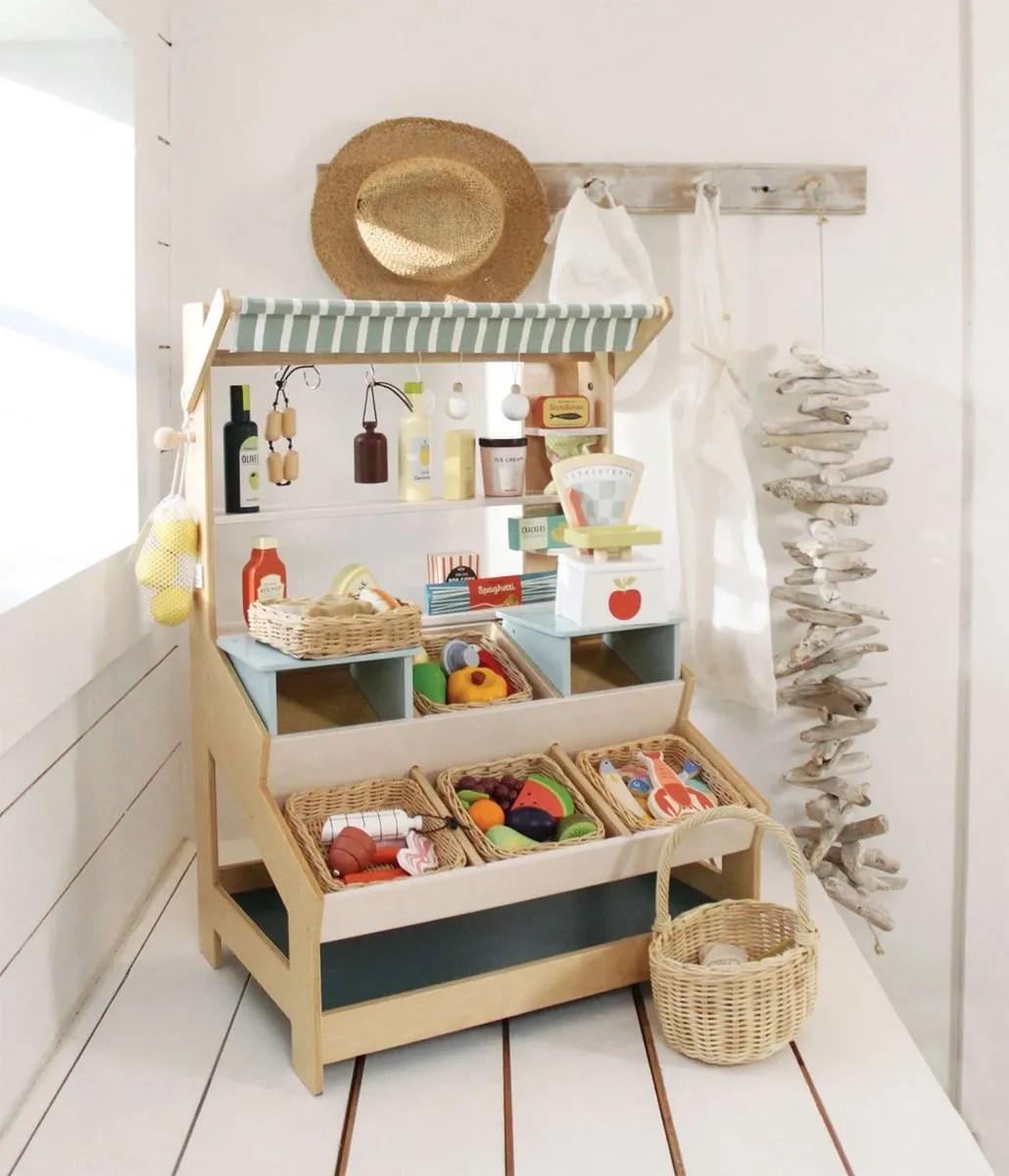 Tender Leaf Houten Marktkraam Speelset 57x83cm - XL met 7 Attributen