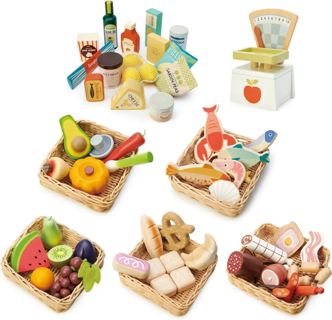 Tender Leaf Houten Marktkraam Speelset 57x83cm - XL met 7 Attributen