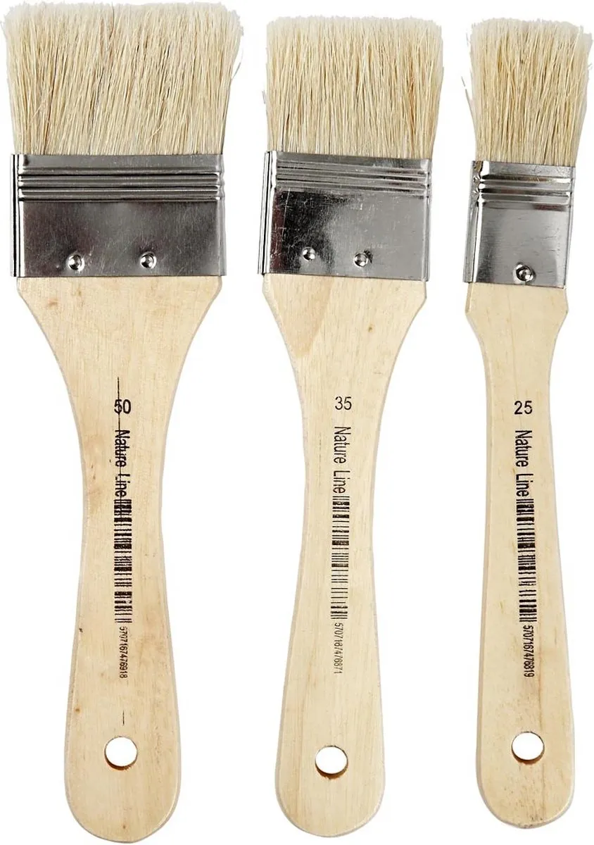 Creativ Company Nature Line Verniskwasten 25-50mm - 3 Stuks