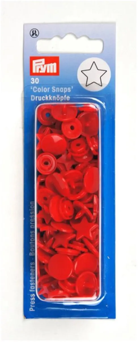 Drukknoop ColorSnaps Ster rood 30 st. - Drukknopen Color Snaps - Prym