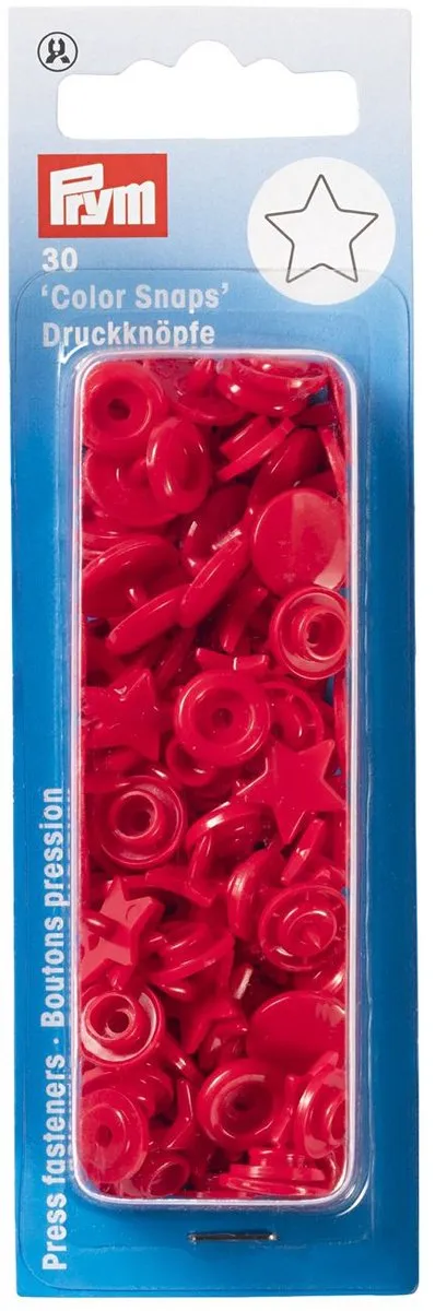 Drukknoop ColorSnaps Ster rood 30 st. - Drukknopen Color Snaps - Prym