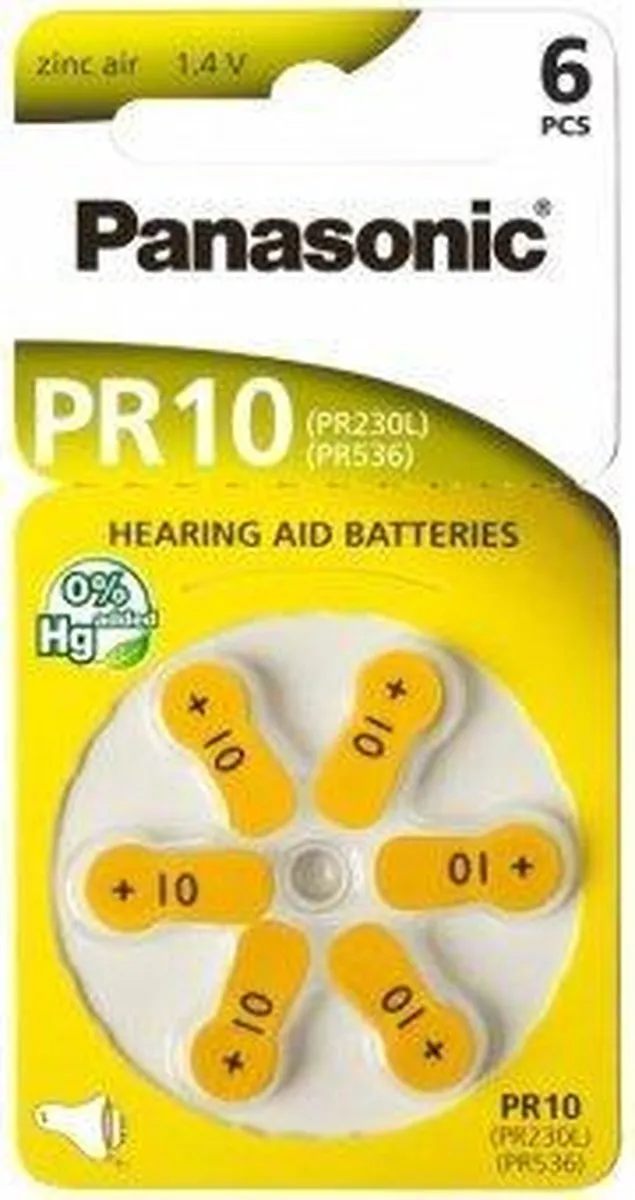Panasonic PR10 Hoortoestelbatterijen 10 - Knoopcel Geel