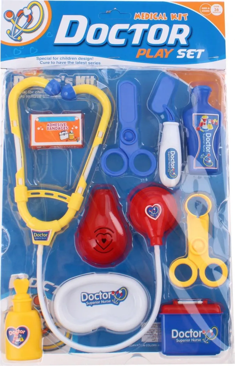 Jonotoys Doktersset Met Rode Stethoscoop 10-delig