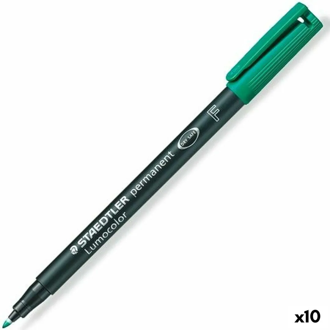 STAEDTLER Lumocolor 318 Permanent Viltstift - Groen - 10 Stuks