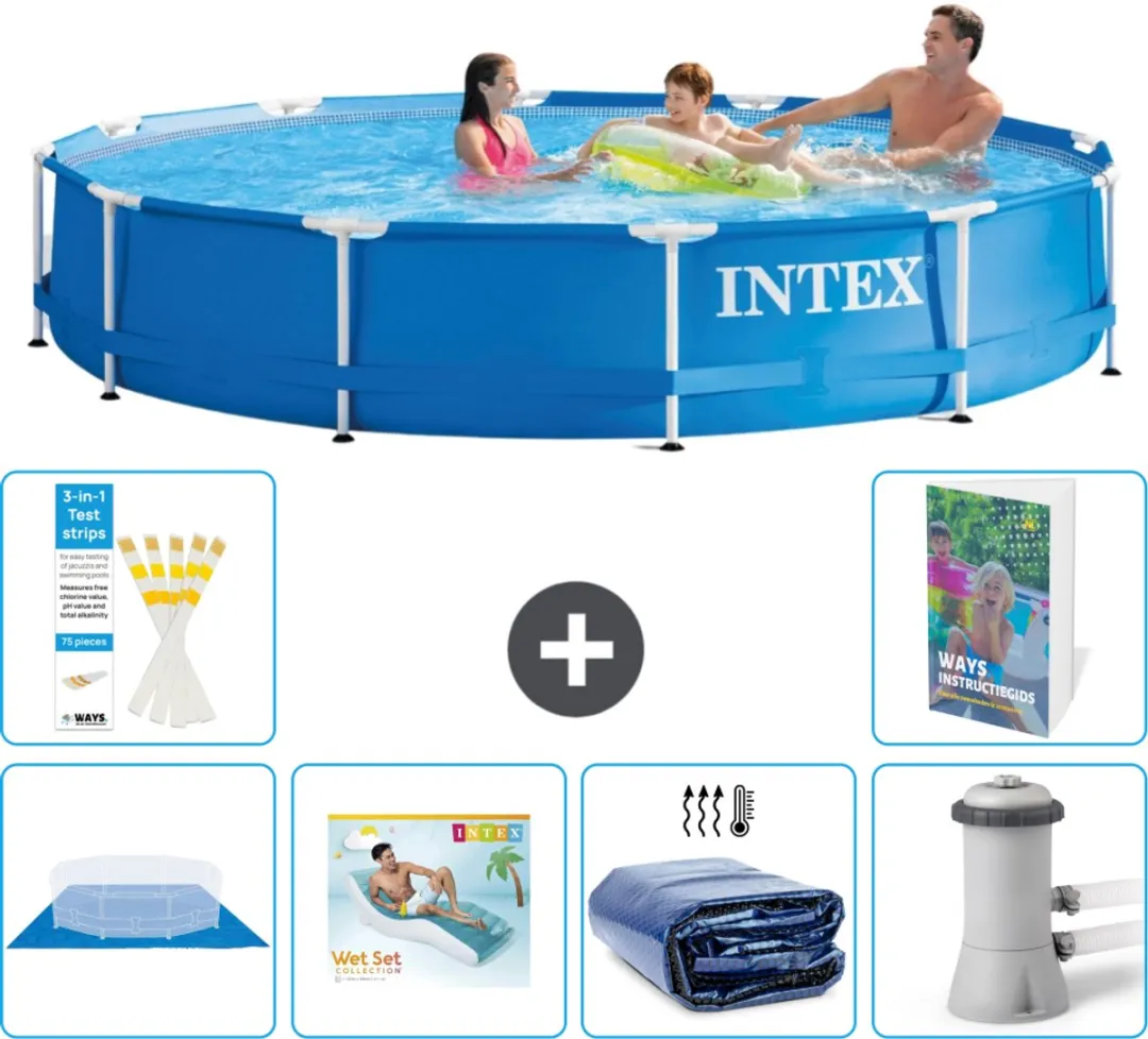Intex 28210NP-Blauw Rond Frame Zwembad 366x76cm