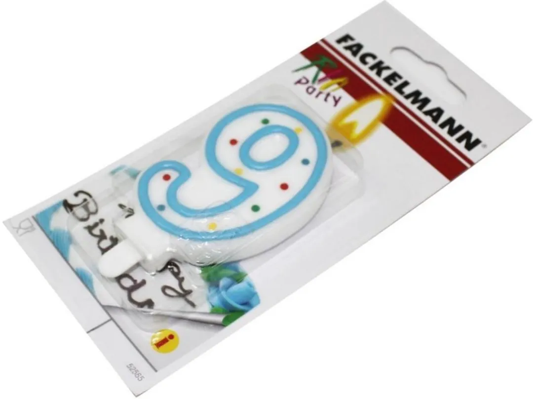 Fackelmann Cijferkaars 9 - 9x4,5cm - Blauw/wit