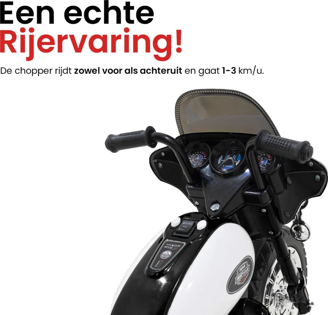 Lean Toys Elektrische Politie Chopper 4355 - Trike - 1-3 km/h - Zwart - afbeelding 6 van 6