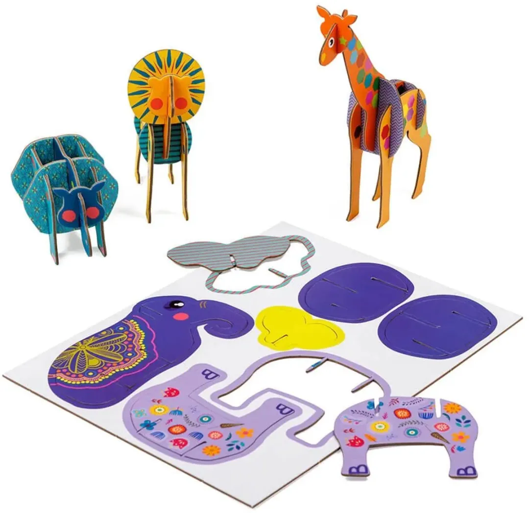 Eurekakids 3D Kartonnen Dieren Jungle - Multicolor