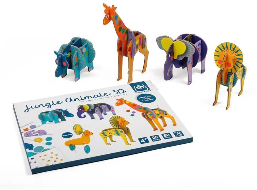 Eurekakids 3D Kartonnen Dieren Jungle - Multicolor