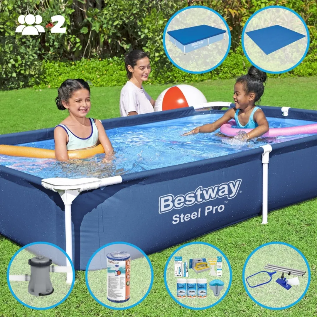 Bestway Steel Pro Frame Zwembad 221x150x43cm - Blauw