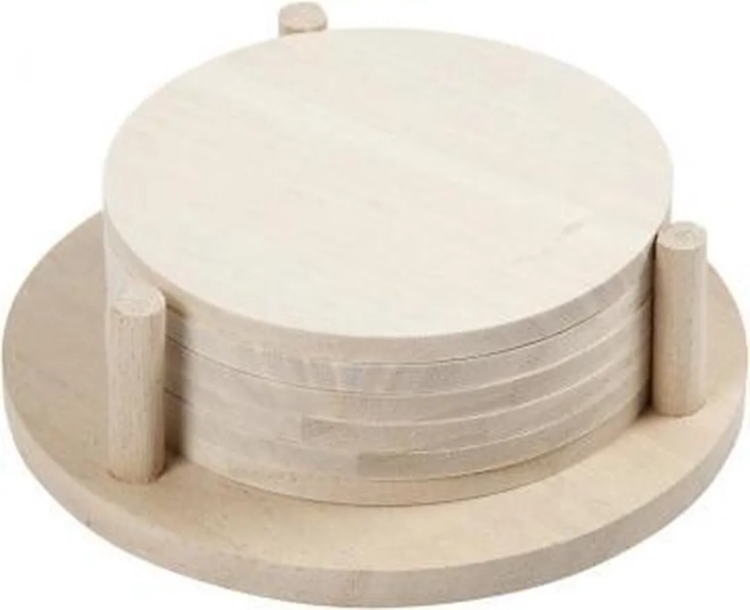 Creativ Company Houten Ronde Onderzetters 9,5cm - 6 Stuks