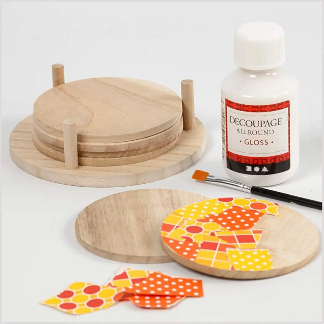 Creativ Company Houten Ronde Onderzetters 9,5cm - 6 Stuks