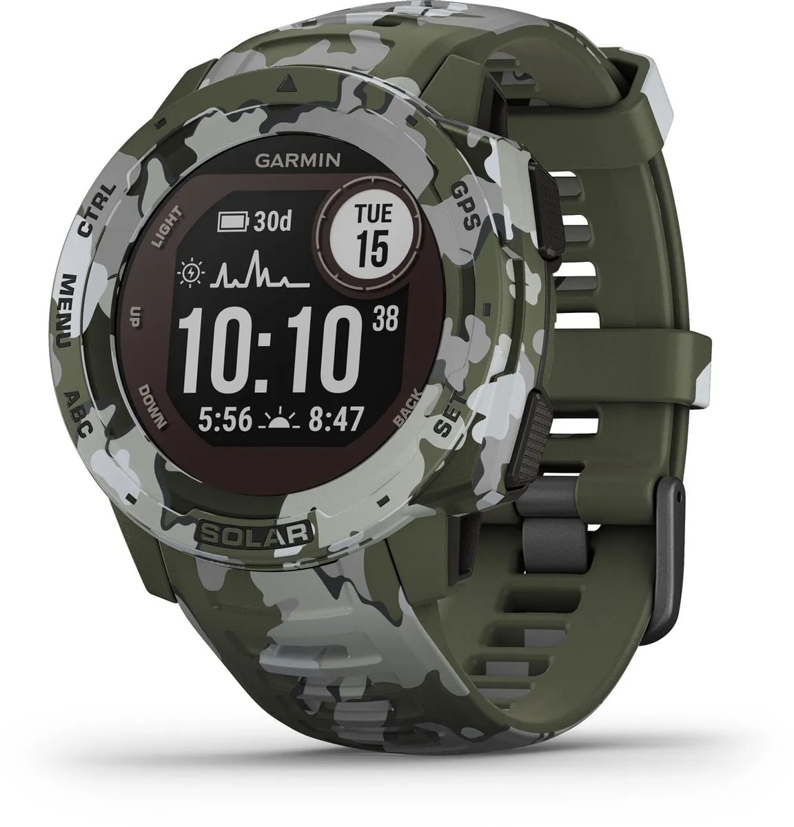 Garmin Instinct Solar Smartwatch 45mm - Groen Camo