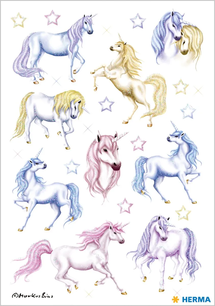 Herma 3427 Stickers Eenhoorns Glitters - 18 Stuks