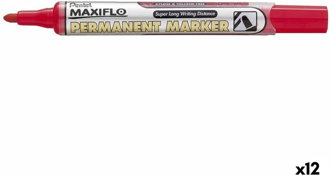Permanente markeerstift Pentel NLF50 Rood 12 Stuks