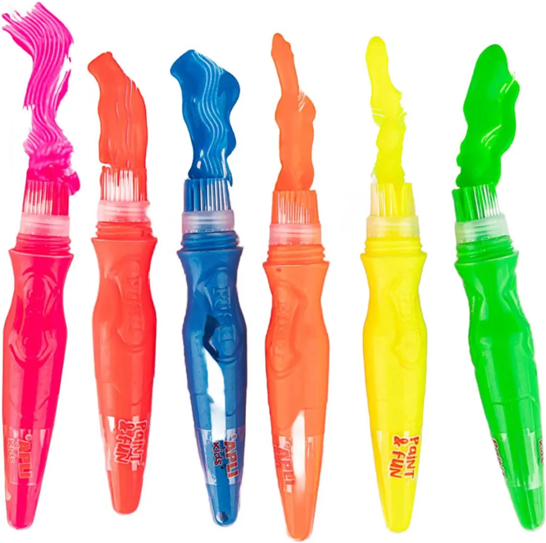 Apli Kids Verftubes met kwast - 6 Fluor kleuren - 14ml