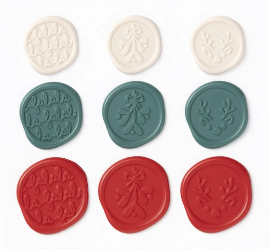 Folia Kerst Zegel-Stickers - 9 Stuks - Blauw/Wit/Rood