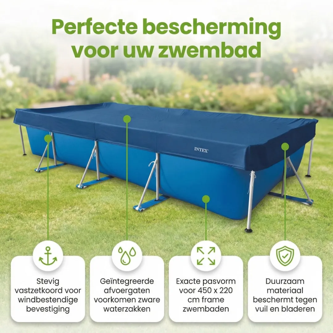 Intex Rechthoekig Frame Zwembad 450x220x84cm Blauw - 7-delig