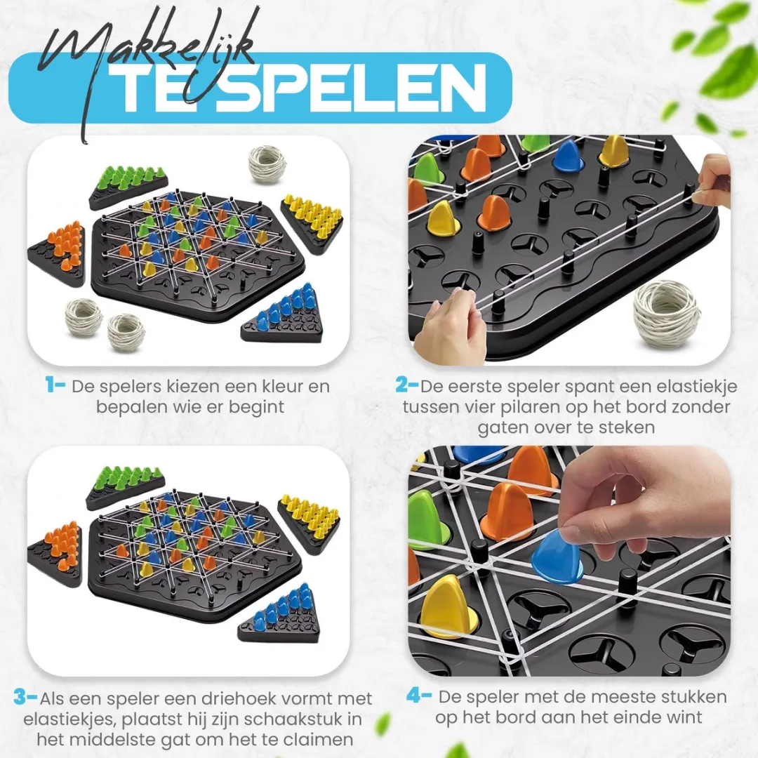 Toylandia Triangle Chain Game Montessori Speelgoed - 2-4 Spelers