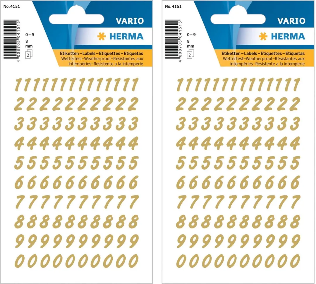 Herma Gouden Cijferstickers 0-9 - 624 Stuks