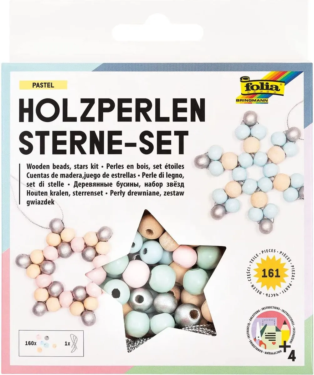 Folia Pasteltinten Houten Kralen Sterrenset 160 Stuks