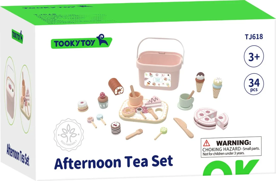 Tooky Toy Houten Theeservies Set - 34-delig Roze