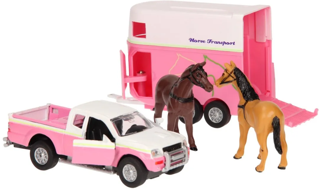 Kids Globe Die-cast Auto met Paardentrailer 520124