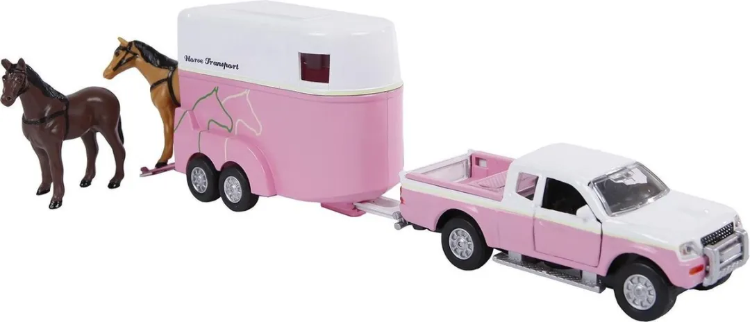 Kids Globe Die-cast Auto met Paardentrailer 520124 - Roze