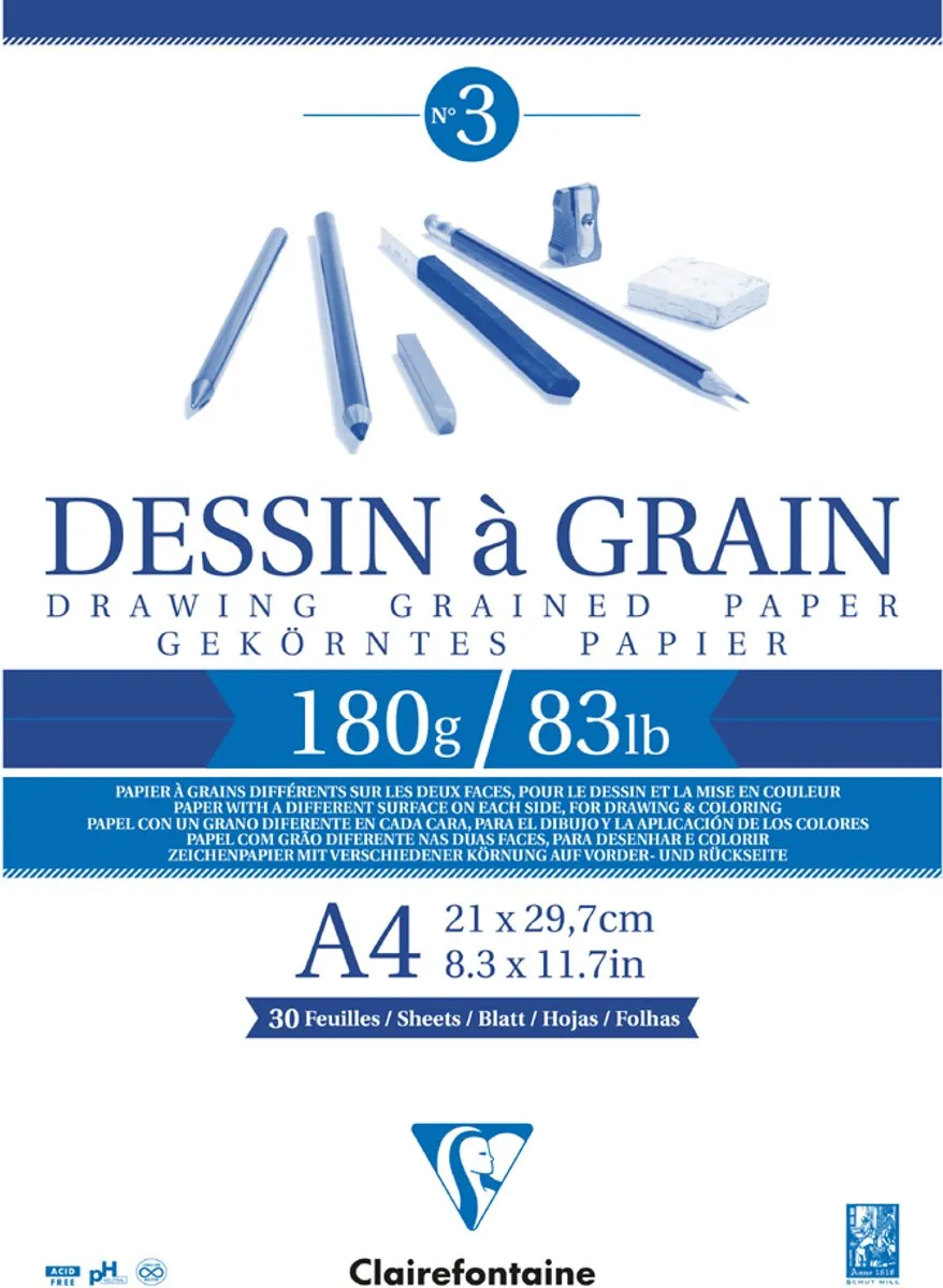 Clairefontaine Blok Tekenpapier A3 30 Vel 180g Wit