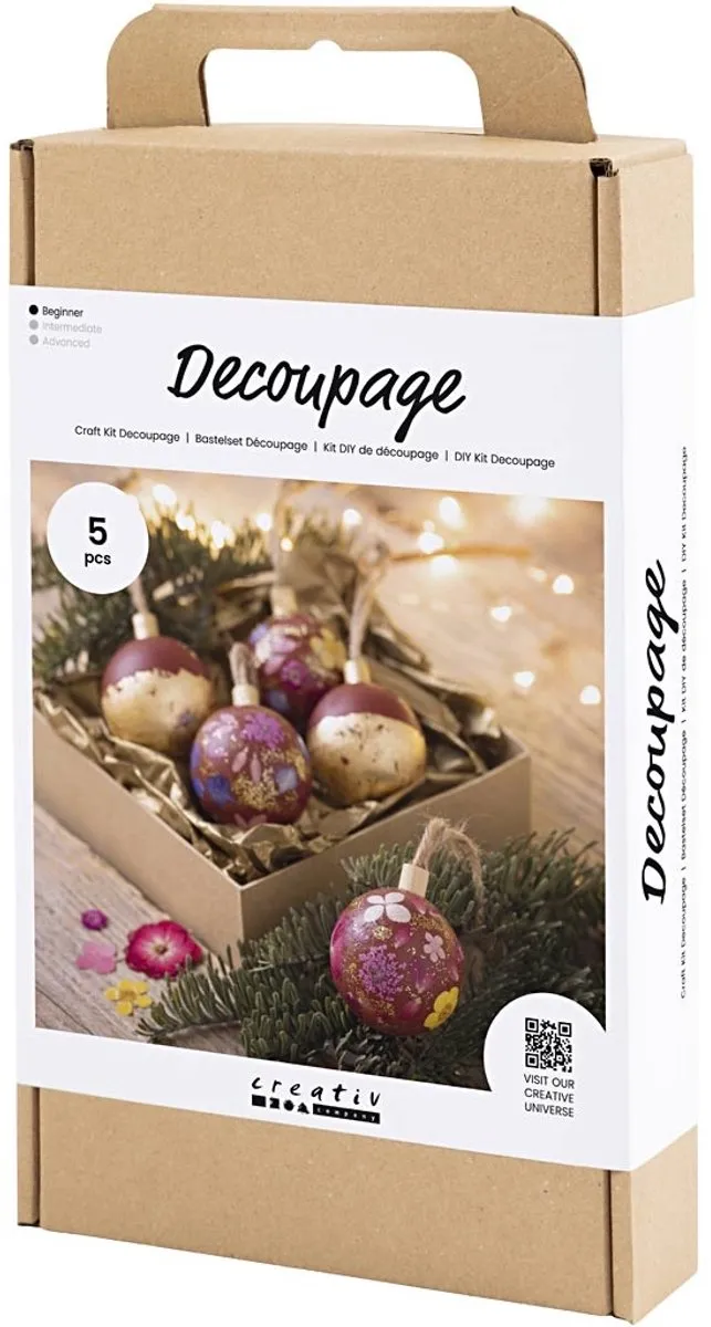 Creativ Company Kerstornamenten Decoupage - 5 Stuks Multicolor