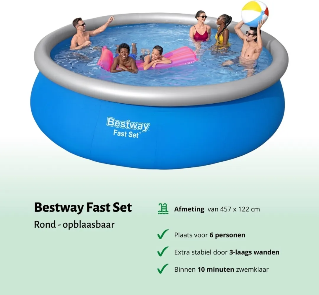 Bestway Fast Set Zwembad 457x122cm Blauw - 12.807L