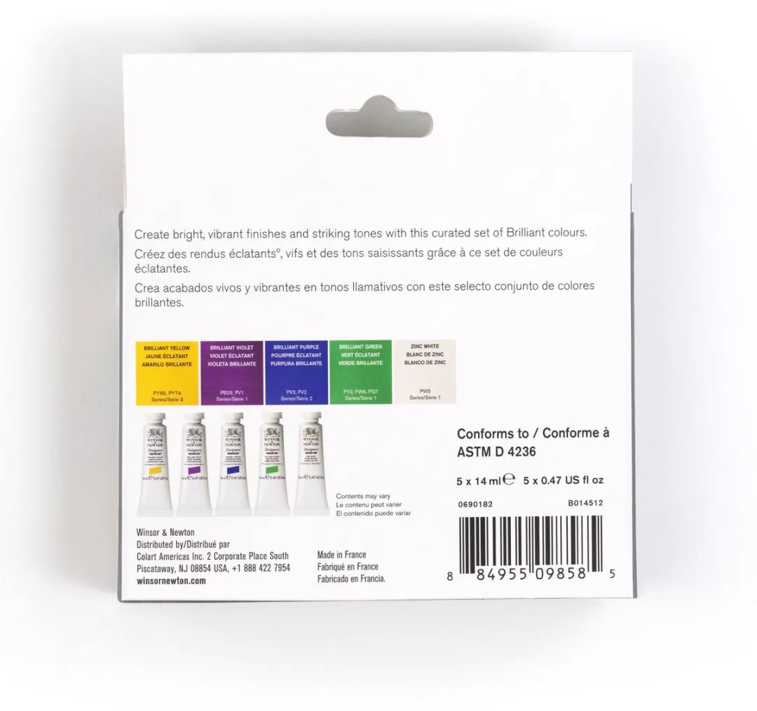 Winsor & Newton Designers Gouache Brilliant Set - 5 Kleuren 70ml