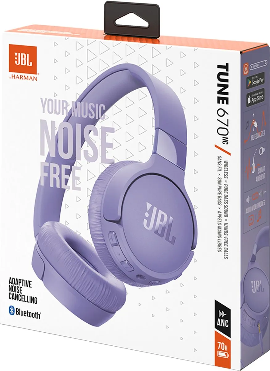 JBL Tune 670NC Noise Cancelling Koptelefoon - 70u - Paars