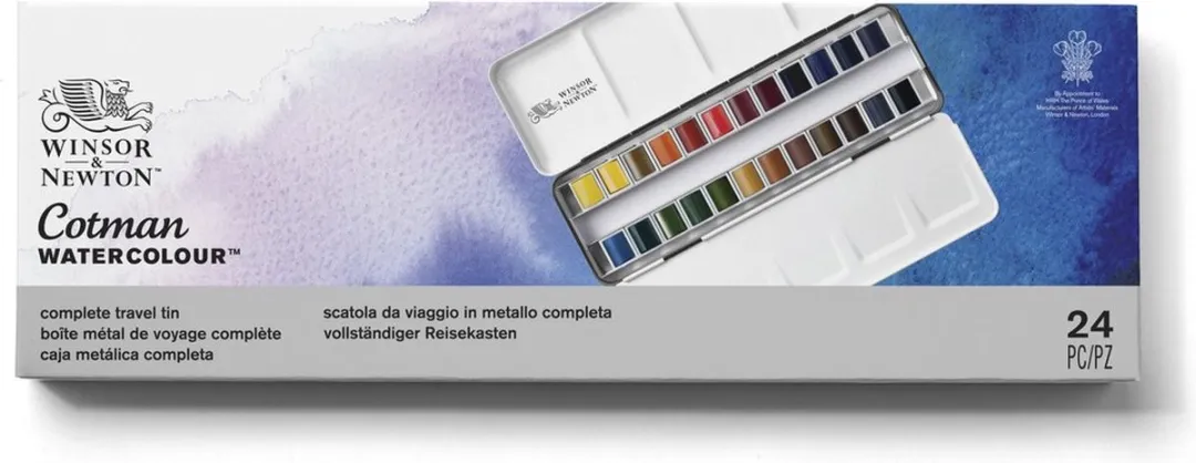 Winsor & Newton Cotman Aquarelverf Set 24 Halve Napjes