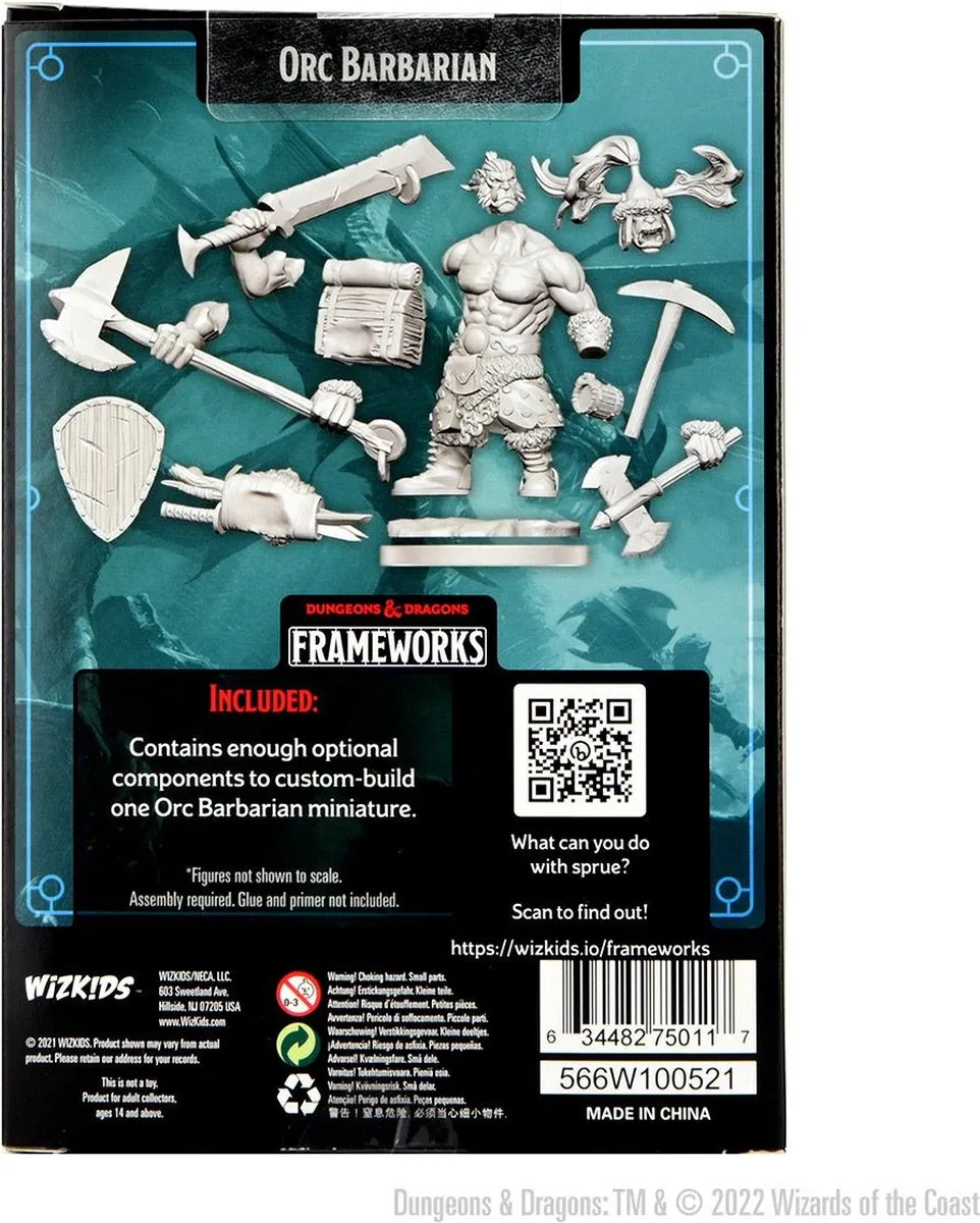 Wizkids D&D Frameworks Orc Barbarian - Grijs