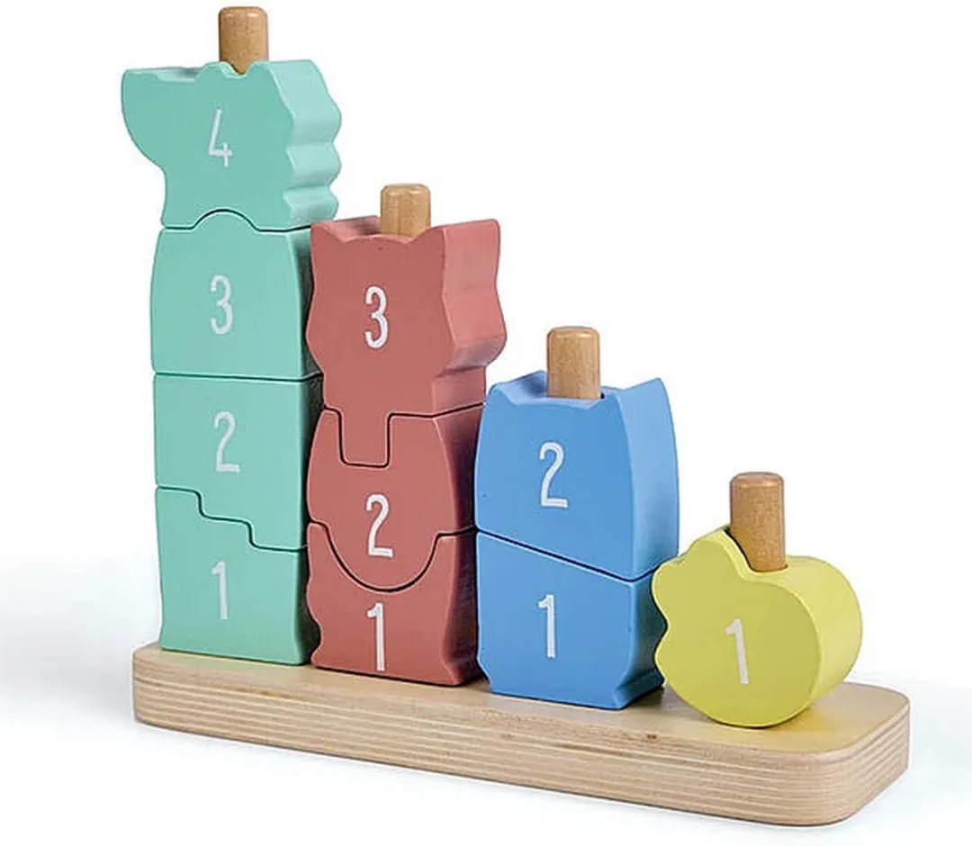 Eurekakids Stapel Speelgoed Hout - Leren Tellen - 10 Stuks - Pastel