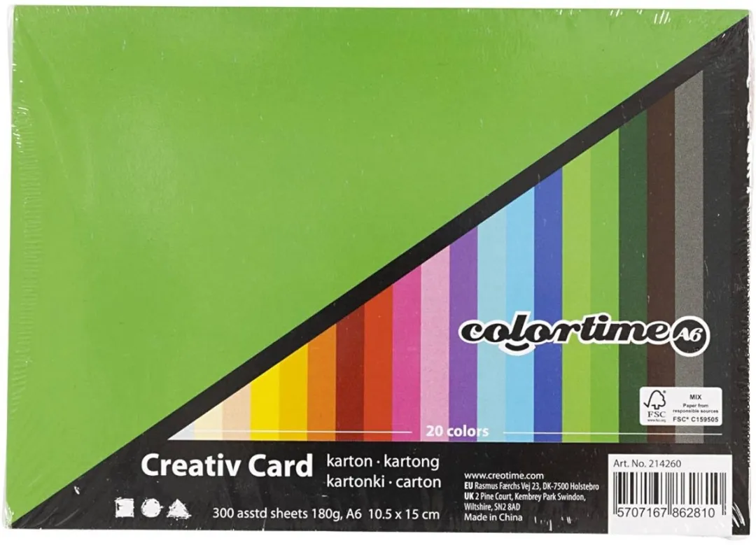 Karton - Hobbykarton - 20 Verschillende Kleuren - DIY - Kaarten Maken - Knutselen - A6 - 10,5x14,8cm - 180 grams - 120 vellen