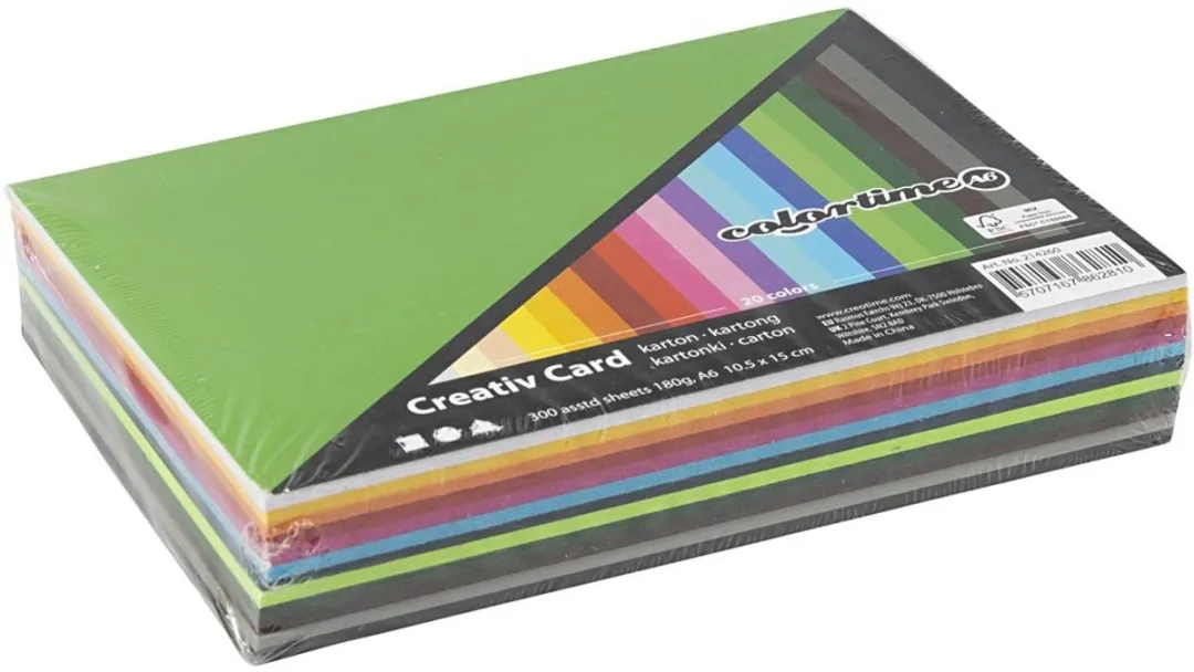Karton - Hobbykarton - 20 Verschillende Kleuren - DIY - Kaarten Maken - Knutselen - A6 - 10,5x14,8cm - 180 grams - 120 vellen