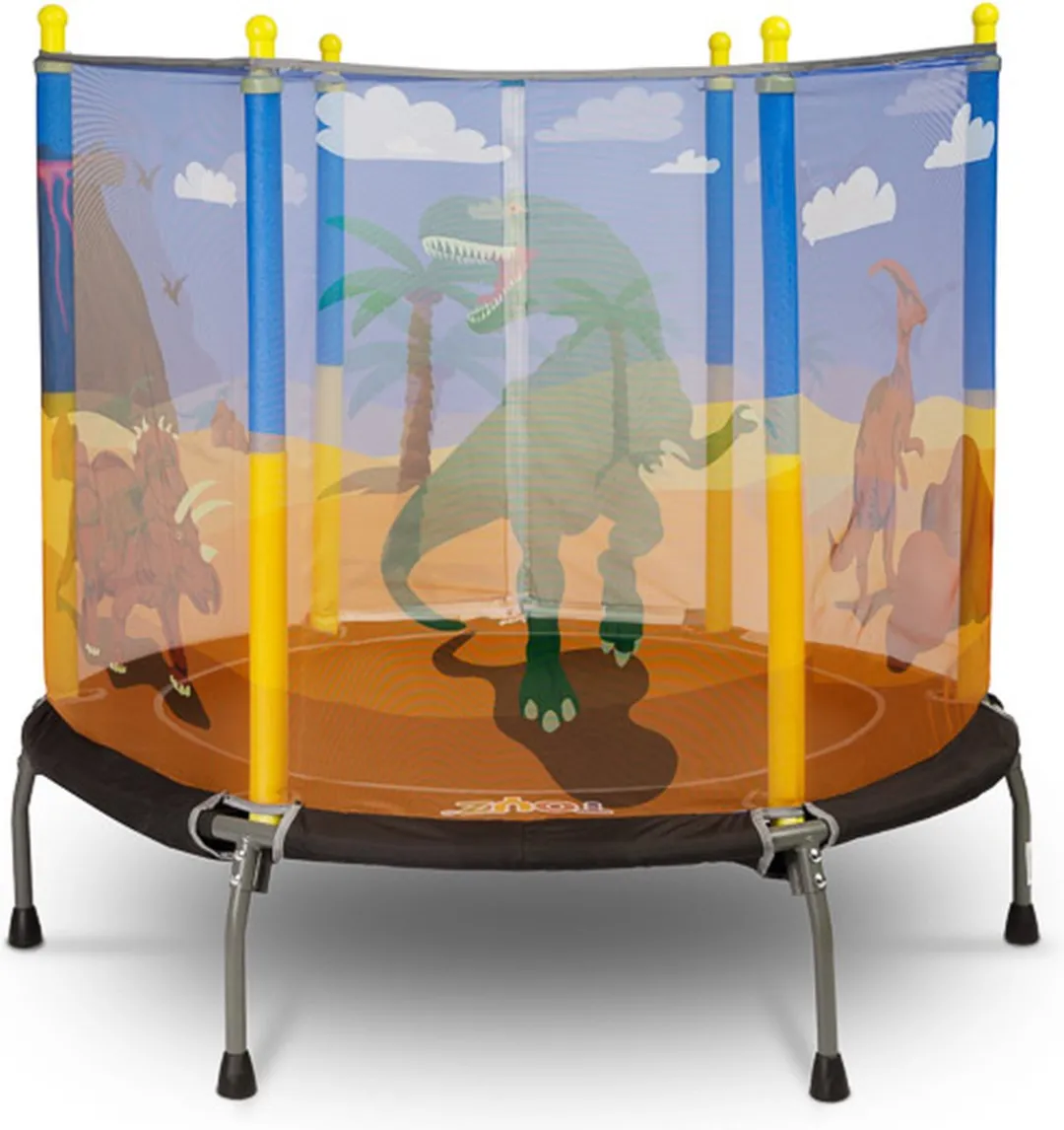 Mini Trampoline Met Veiligheidsnet - Dino Thema - Trampolines Voor Kinderen - Peuter Buitenspeelgoed - Kindertrampoline - Ø 100 CM