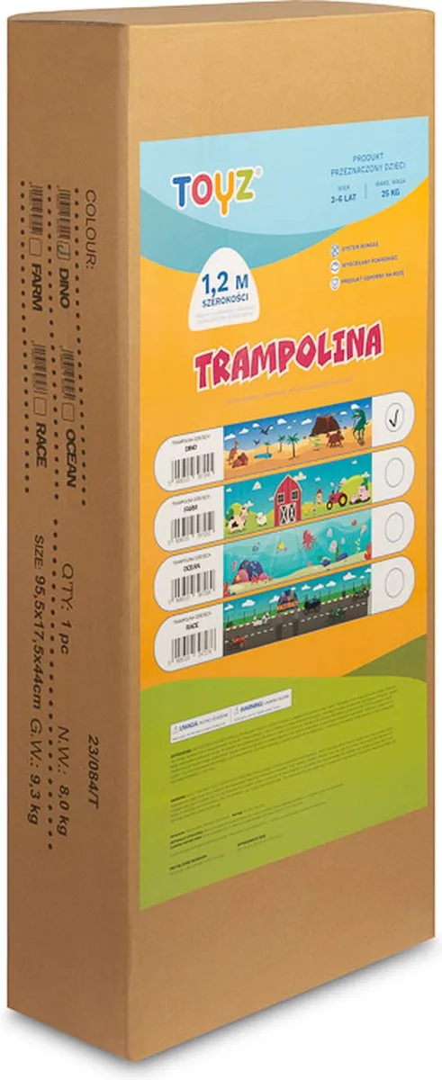 Toyz Dino Thema Mini Trampoline 100cm - Veiligheidsnet - afbeelding 6 van 6