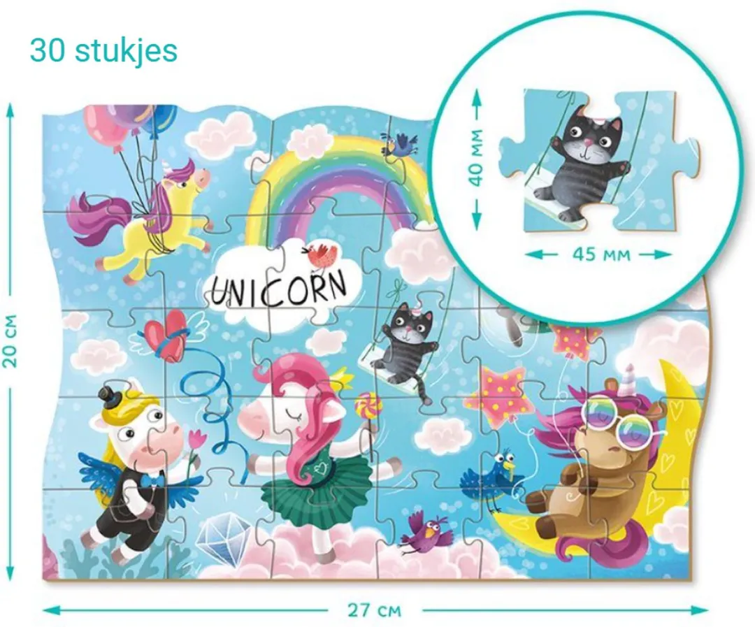 Dodo Toys Unicorn Puzzel 3+ 30 Stuks - 20x27cm
