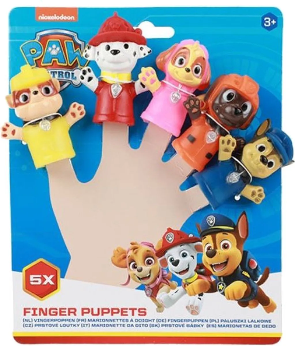 Nickelodeon Paw Patrol Vingerpoppen Junior Siliconen - 5 Stuks