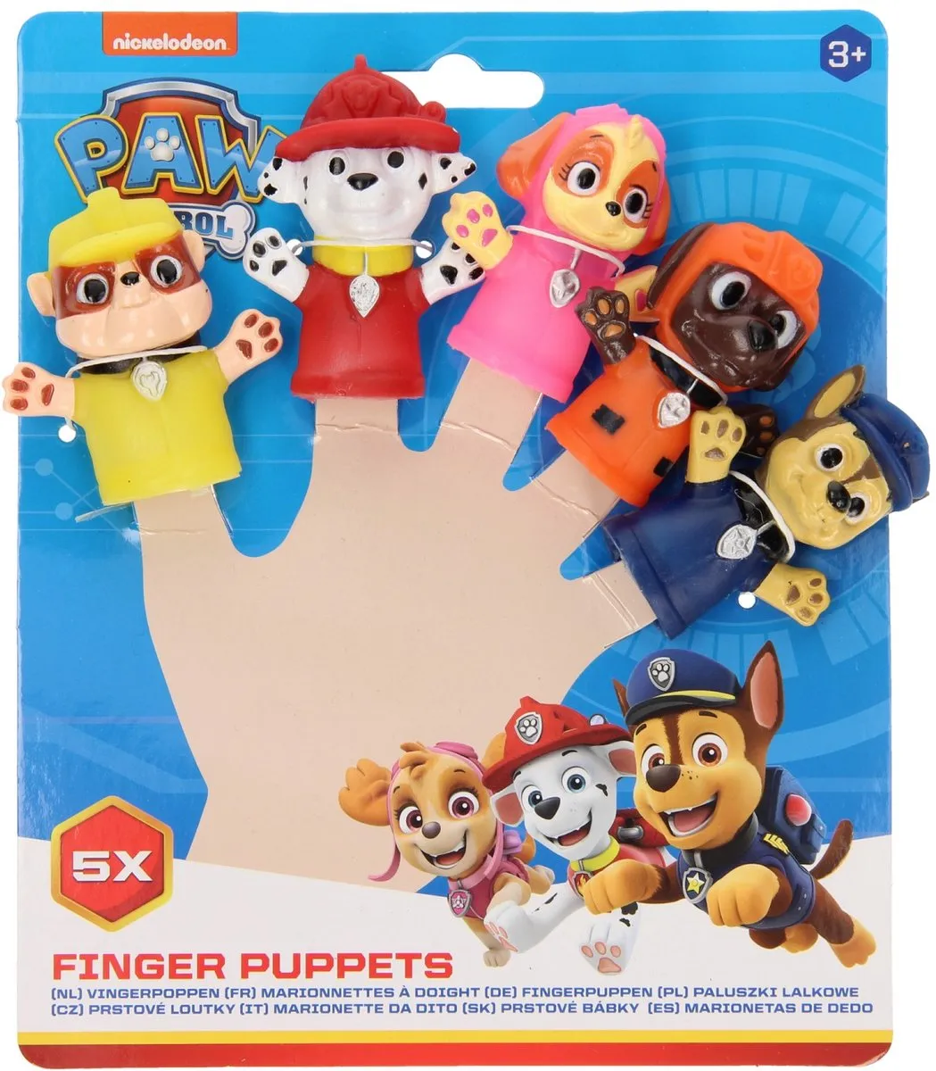 Nickelodeon Paw Patrol Vingerpoppen Junior Siliconen - 5 Stuks